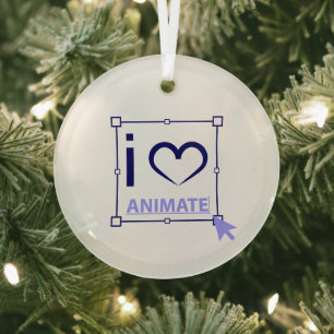 I Love Animate Glas Ornament
