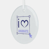 I Love Animate Glas Ornament (Voorkant links)