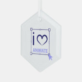 I Love Animate Glas Ornament (Voorkant links)