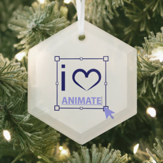I Love Animate Glas Ornament