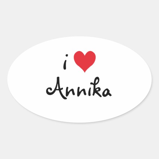 I Love Annika Ovale Sticker (Voorkant)