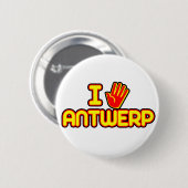I Love Antwerpen (hand) Ronde Button 5,7 Cm (Voorkant /achterkant)