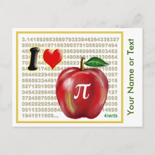 I Love Apple Pie and Pi Wiskunde Numbers Red and G Briefkaart