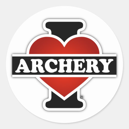 I Love Archery Ronde Sticker (Voorkant)