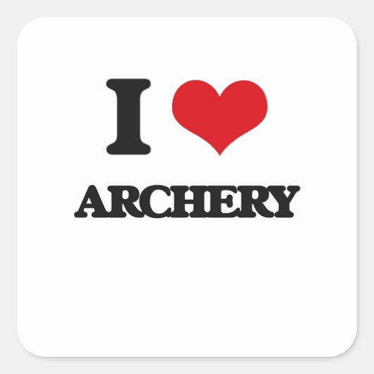 I Love Archery Vierkante Sticker (Voorkant)