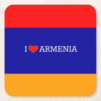 I Love Armenia, flag of Armenia Vierkante Kartonnen Onderzetter