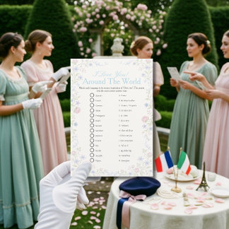 I love around the world Floral Bridal Shower Game  Kaart