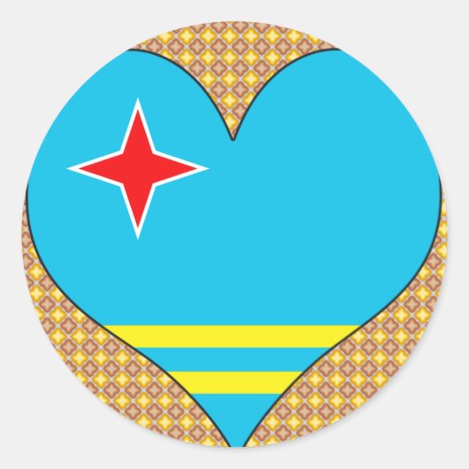 I Love Aruba Ronde Sticker (Voorkant)