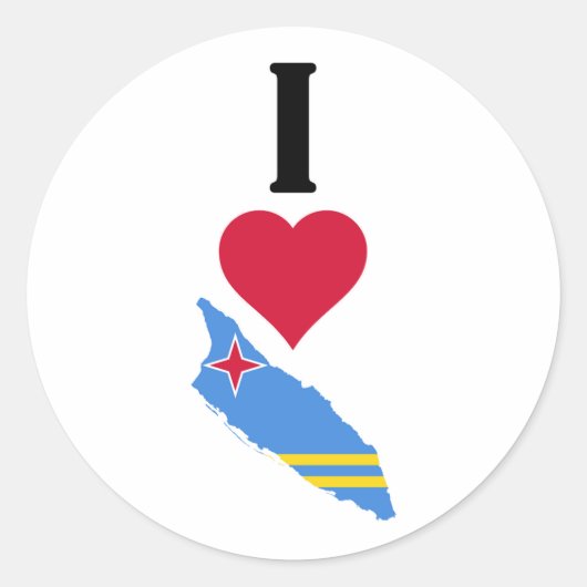 I Love Aruba Vertical I Heart Aruba Flag Map Ronde Sticker (Voorkant)