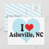 I Love Asheville, NC Briefkaart (Voorkant / Achterkant)