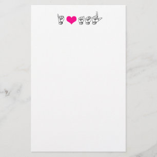 I Love ASL (American Sign Language) Stationery Briefpapier