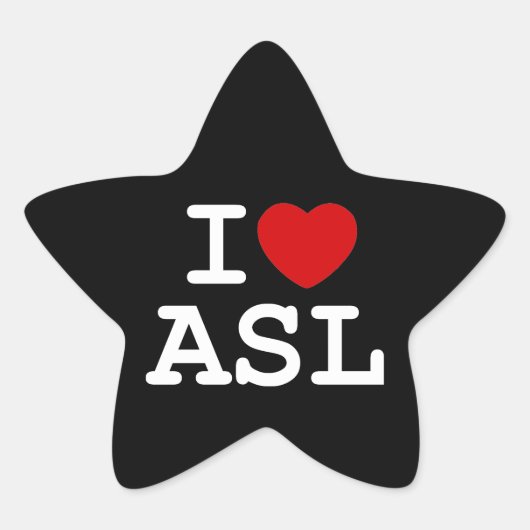 I Love ASL Ster Sticker (Voorkant)