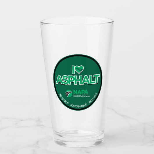 I Love Asphalt Pint Glass Glas (Voorkant)