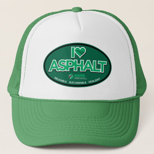 I Love Asphalt Trucker Hat - Green Trucker Pet (Voorkant)