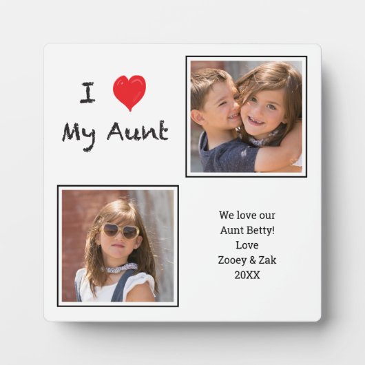 I Love Aunt 2 Photo Plaque (Devant)