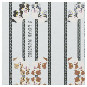I Love Aussies Custom Cotton Fabric Stof