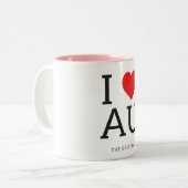 I Love Australia | I Hart AU-Mokken Tweekleurige Koffiemok (Voorkant links)