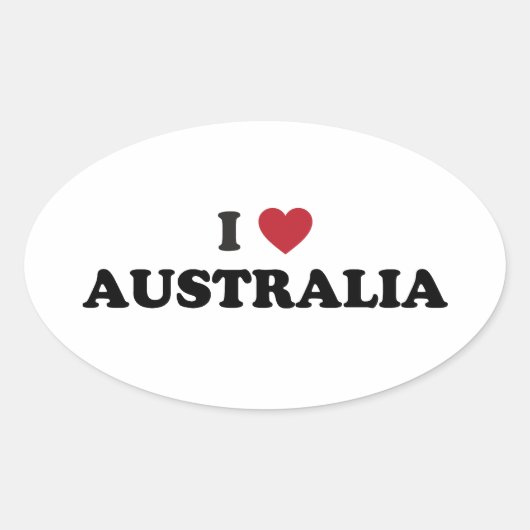 I Love Australia Ovale Sticker (Voorkant)