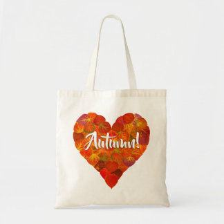 I Love Autumn, Bold—Red Aspen Leaf Heart 1 Tote Bag