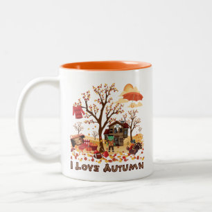 I Love Autumn - Herfst Scenery Tweekleurige Koffiemok