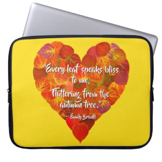 I Love Autumn-Red Aspen Leaf Heart 1, Brontë Quote Laptop Sleeve