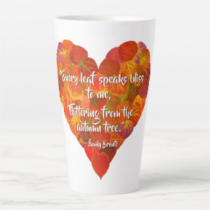 I Love Autumn-Red Aspen Leaf Heart 1, Brontë Quote Latte Mok