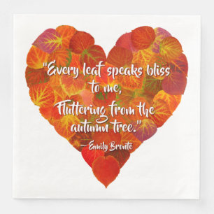 I Love Autumn-Red Aspen Leaf Heart 1, Brontë Quote Servet