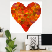 I Love Autumn, subtle—Red Aspen Leaf Heart 1 Poster (Thuiskantoor)