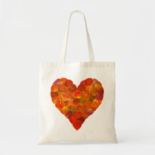 I Love Autumn, subtle—Red Aspen Leaf Heart 1 Tote Bag