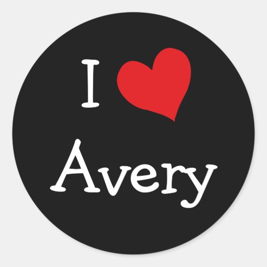 I Love Avery Ronde Sticker (Voorkant)