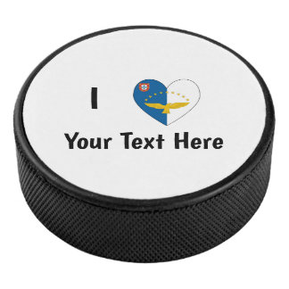 I Love (Azorenvlag Hart) Persoonlijk Hockey Puck