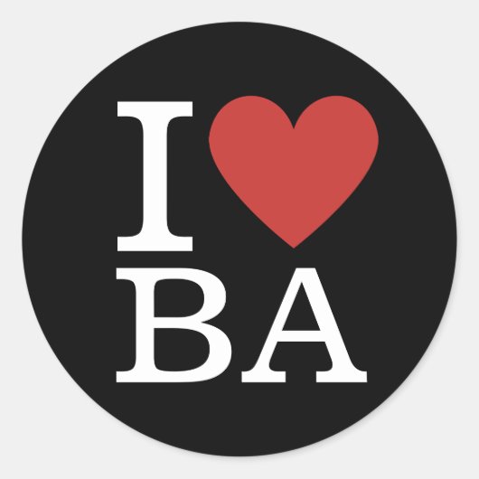 I ❤️ Love BA Business Analytics Personeel CUSTOM Ronde Sticker (Voorkant)