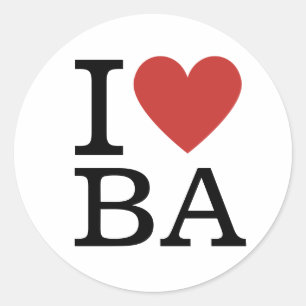 I ❤️ Love BA Business Analytics Personeel CUSTOM Ronde Sticker