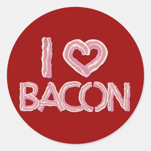 I Love Bacon Ronde Sticker (Voorkant)