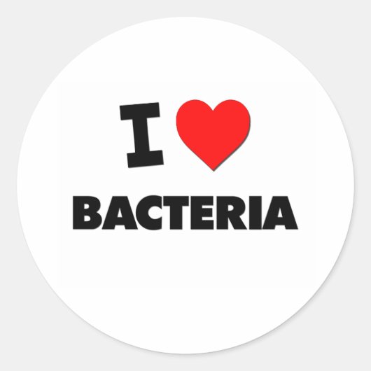 I Love Bacteria Ronde Sticker (Voorkant)