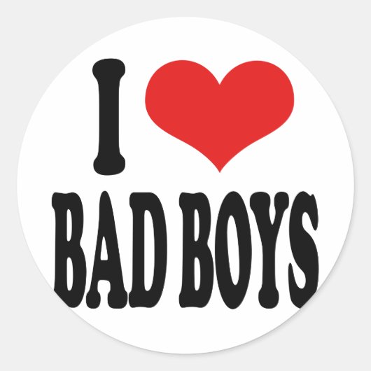 I Love Bad Boys Ronde Sticker (Voorkant)