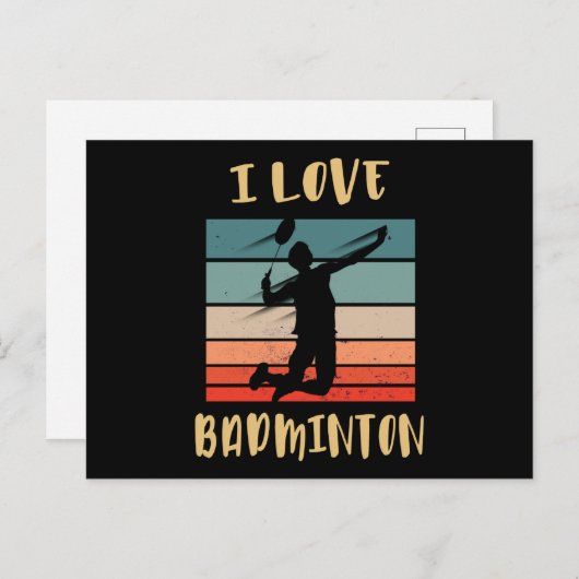 I Love Badminton Jump Smash Briefkaart (Voorkant / Achterkant)