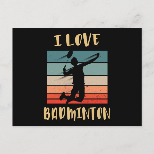I Love Badminton Jump Smash Carte postale (Devant)