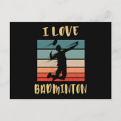 I Love Badminton Jump Smash Carte postale (Devant)