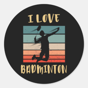 I Love Badminton Jump Smash Ronde Sticker