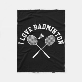 I Love Badminton Player Gift Retro Style Fleece Deken