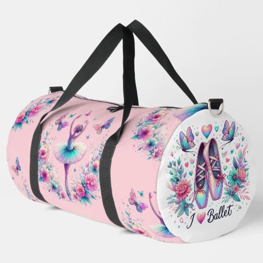 I Love Ballet Ballerina Dance Grand Duffel Sac (Coin gauche)