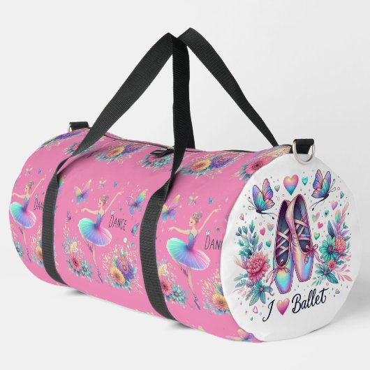 I Love Ballet Ballerina Dance Petit Duffel Sac (Coin gauche)