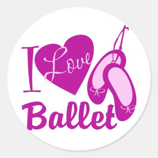 I Love Ballet Ronde Sticker (Voorkant)