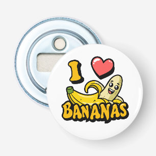 I Love Bananas Button Flesopener