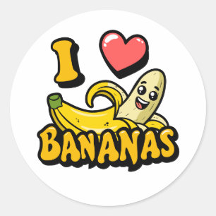 I Love Bananas Ronde Sticker