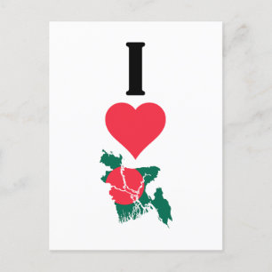 I Love Bangladesh Vertical Heart Country Flag Map Briefkaart