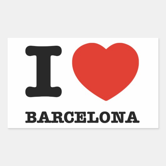 I Love Barcelona Rechthoekige Sticker (Voorkant)