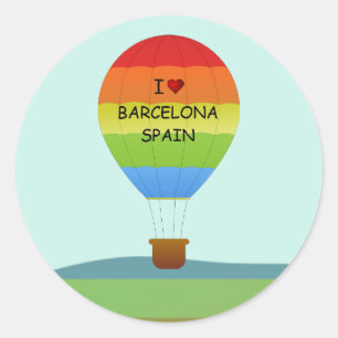 "I Love Barcelona, Spain" Hot Air Balloon Ronde Sticker