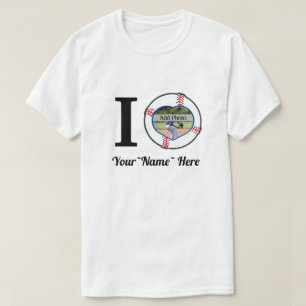 I Love Baseball, Add name, Heart photoLijst T-shirt